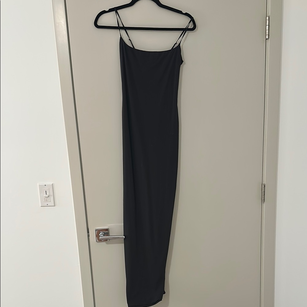 SKIMS Black Spaghetti Strap Maxi Dress